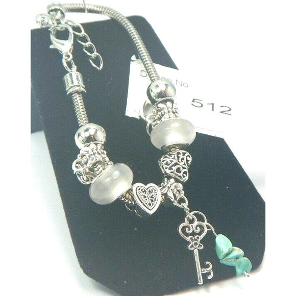 Turquoise Gemstone-Energy-Bracelet &Charm-European Style -512 - Picture 5 of 7